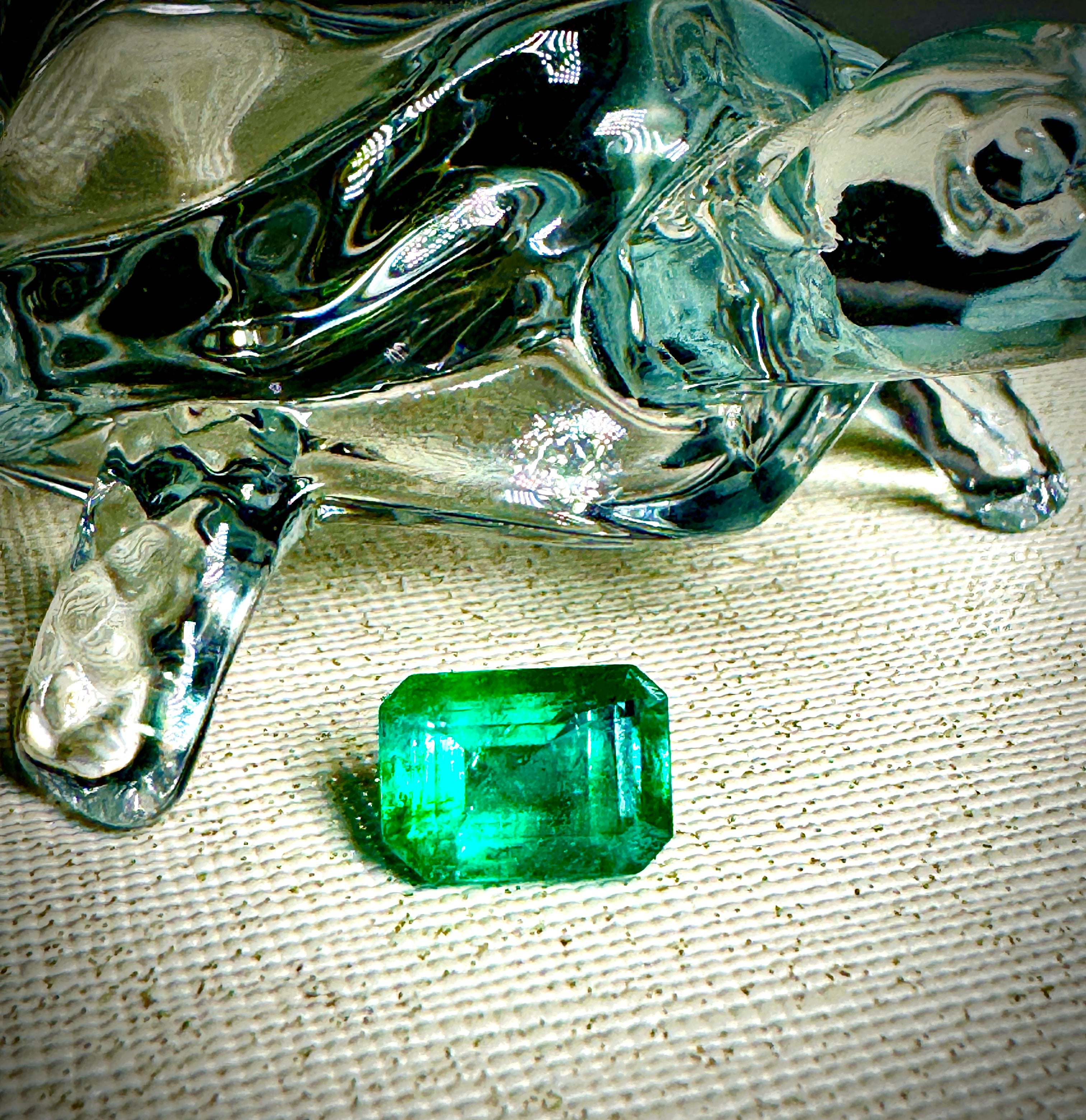 IGI Certified 3.29 Carat Natural Emerald – Emerald Cut Green Gemstone from Zambia