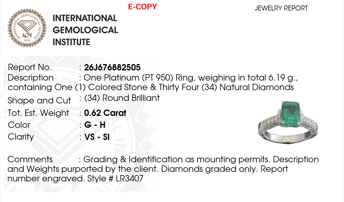 1.86ct Emerald-Cut Emerald Ring in Platinum with 0.62ct Diamond Accents – IGI Certified